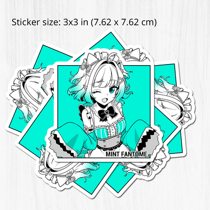 Mint Fantome Sticker, Mint Fantome Stickers, Kiss Cut Stickers 3"x3", Maid Mint Stickers, Stationery Stickers,Mint Fantome Merch, Mint Fantome merch
