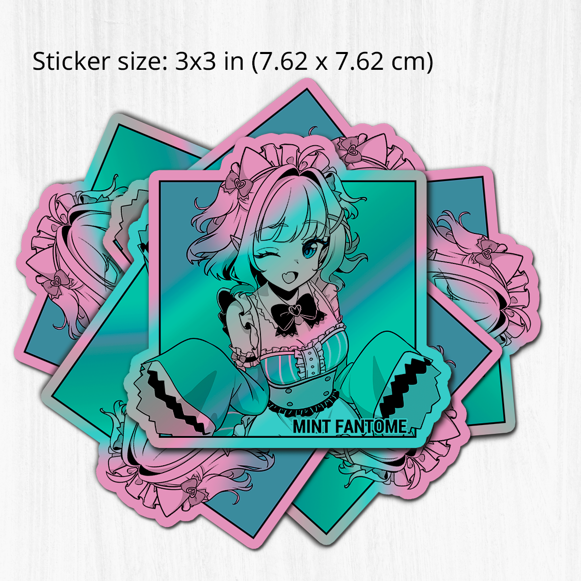 Mint Fantome Sticker, Mint Fantome Stickers, Kiss Cut Stickers 3"x3", Mint Fantome Stickers, Stationery Stickers, Maid Mint Merch, Maid Mint merch