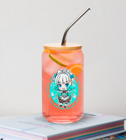 Mint Fantome Glass Tumbler With Straw And Lid Vtuber Waifu Cup Beer Can Iced Coffee Glass Mint Fantome Cup Maid Mint Glass Waifu Cup