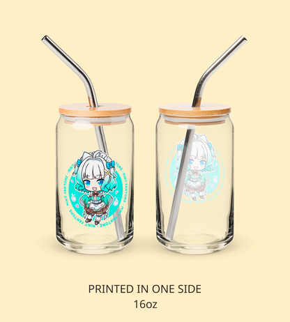 Mint Fantome Glass Tumbler With Straw And Lid Vtuber Waifu Cup Beer Can Iced Coffee Glass Mint Fantome Cup Maid Mint Glass Waifu Cup