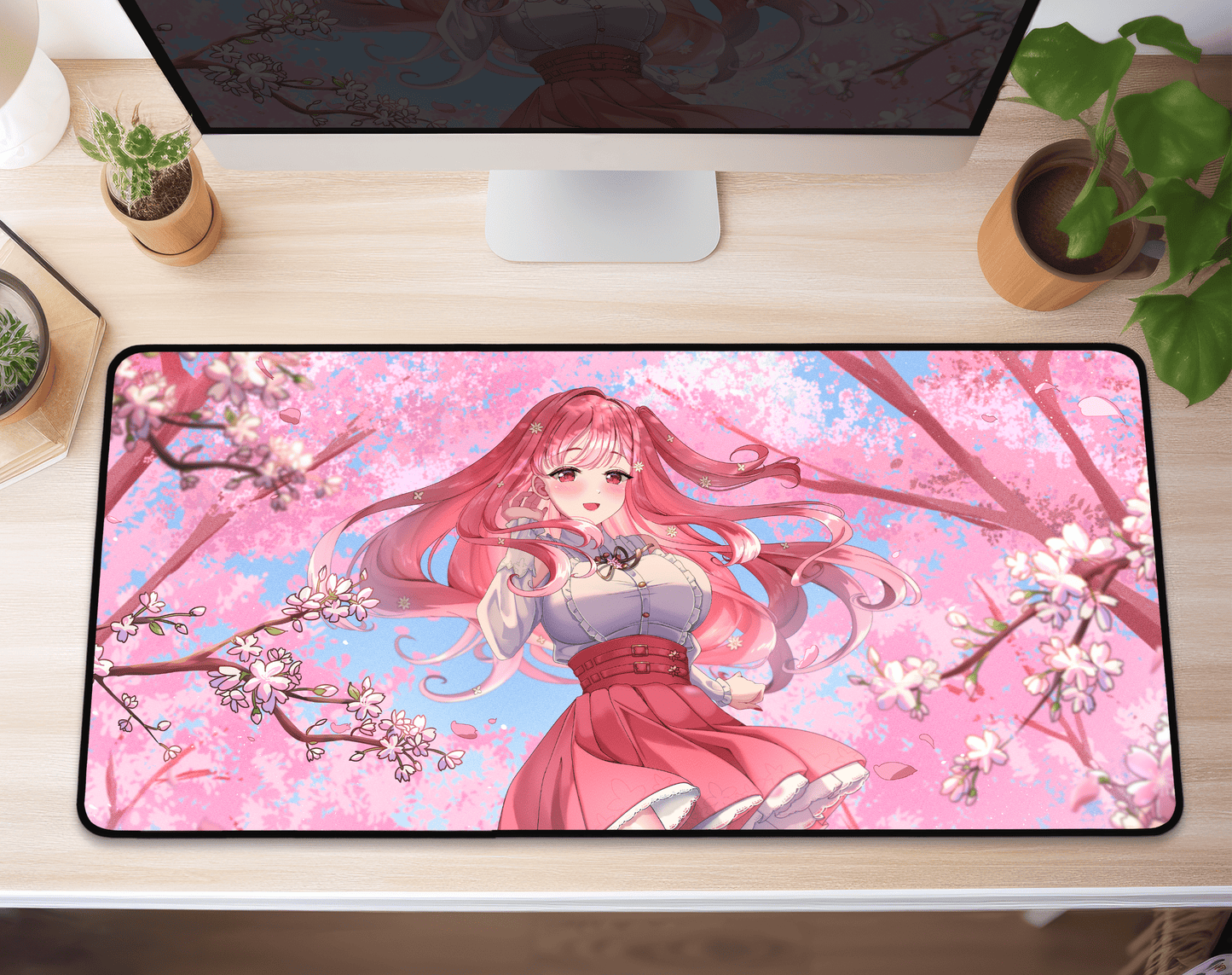 Mori Kawaiiope Deskmat Vtubers Mousepad XL XXL Gaming Desk Mat Gift for Gamers Waifu Large Playmat Hololive Merch Mori Calliope Mousepad