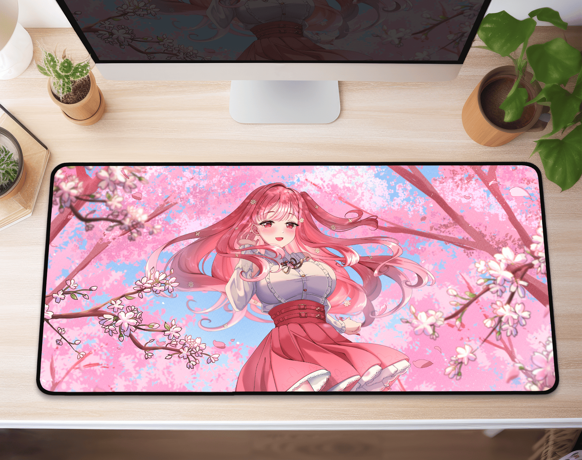 Mori Kawaiiope Deskmat Vtubers Mousepad XL XXL Gaming Desk Mat Gift for Gamers Waifu Large Playmat Hololive Merch Mori Calliope Mousepad