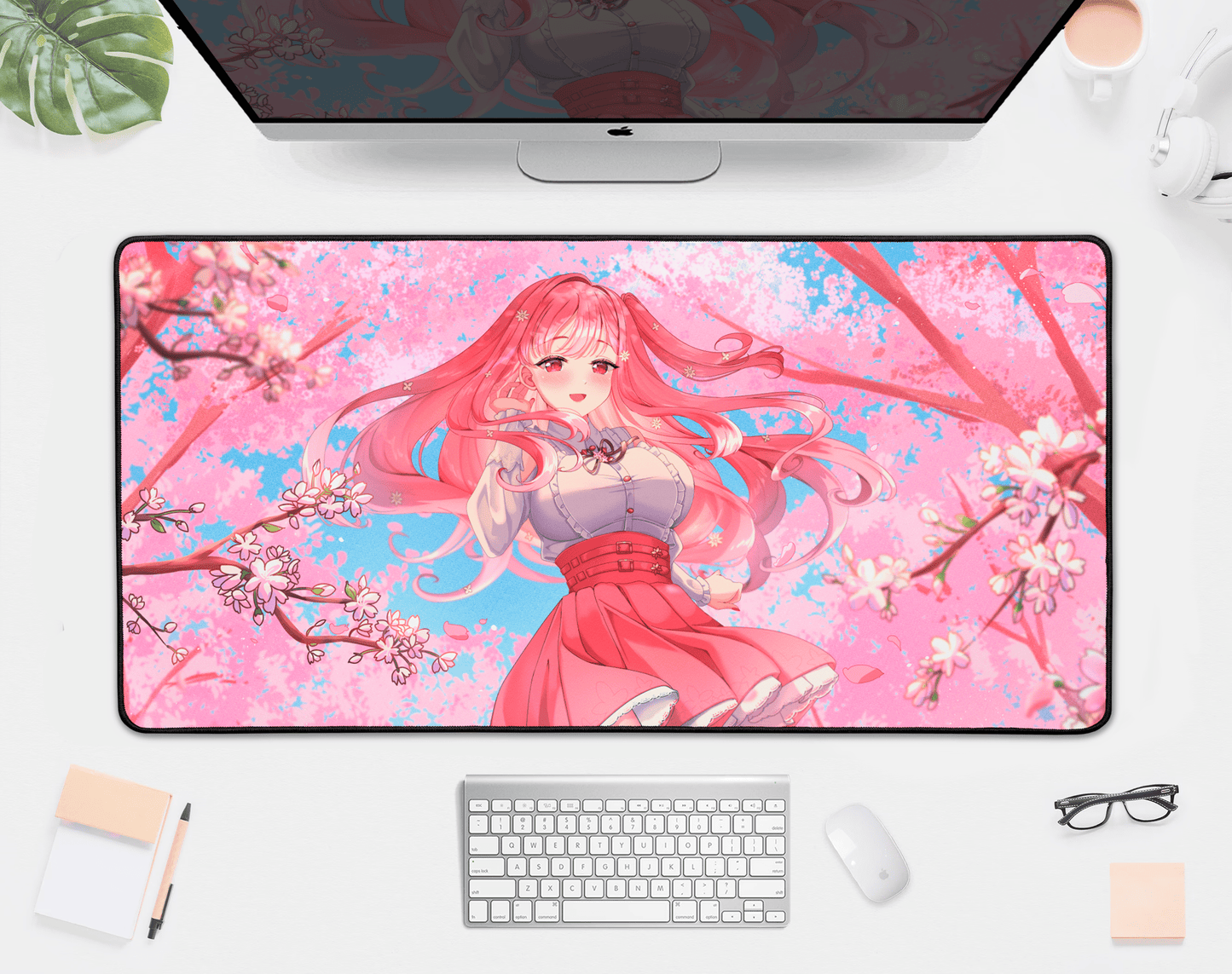 Mori Kawaiiope Deskmat Vtubers Mousepad XL XXL Gaming Desk Mat Gift for Gamers Waifu Large Playmat Hololive Merch Mori Calliope Mousepad
