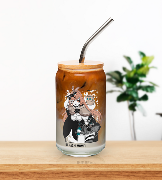 Nanashi Mumei Glass Tumbler With Straw And Lid Vtuber Waifu Cup Beer Can Iced Coffee Glass Nanashi Mumei Cup Hololive Glass Waifu Cup
