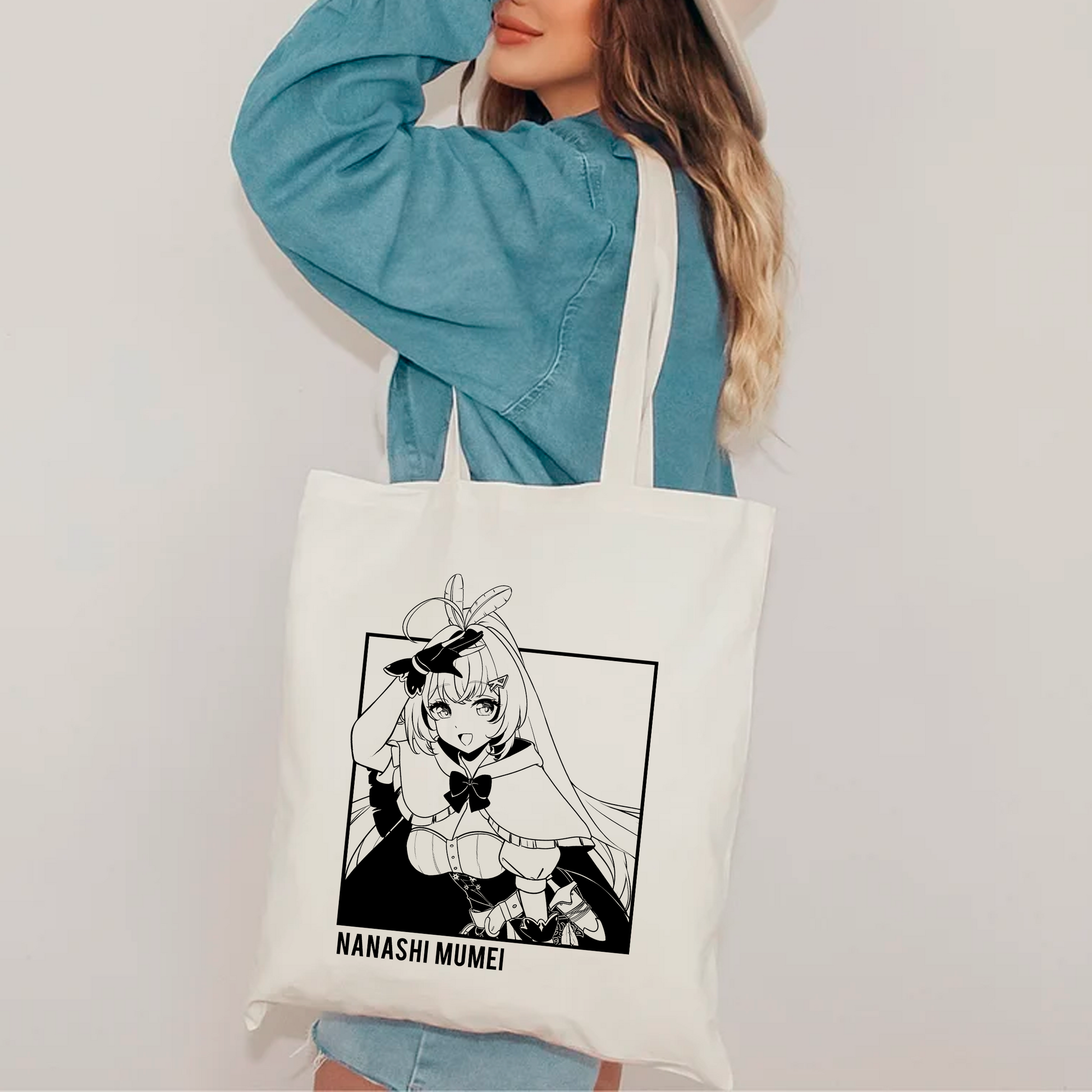 Nanashi Mumei Tote Bag Vtuber Tote Bag Nanashi Mumei Fan Merch Cotton Canvas Tote Bag Eco Nanashi Mumei Tote Bag Sustainable Bag Kawaii Tote Bag hololive merch