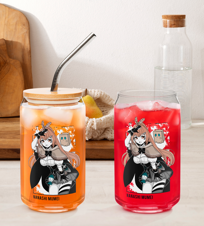 Nanashi Mumei Glass Tumbler With Straw And Lid Vtuber Waifu Cup Beer Can Iced Coffee Glass Nanashi Mumei Cup Hololive Glass Waifu Cup