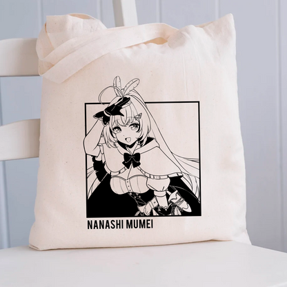 Nanashi Mumei Tote Bag Vtuber Tote Bag Nanashi Mumei Fan Merch Cotton Canvas Tote Bag Eco Nanashi Mumei Tote Bag Sustainable Bag Kawaii Tote Bag hololive merch
