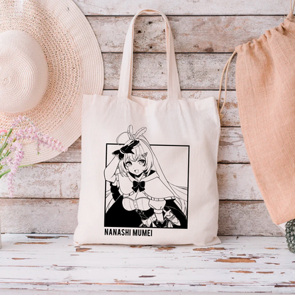 Nanashi Mumei Tote Bag Vtuber Tote Bag Nanashi Mumei Fan Merch Cotton Canvas Tote Bag Eco Nanashi Mumei Tote Bag Sustainable Bag Kawaii Tote Bag hololive merch