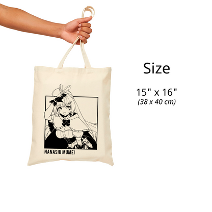 Nanashi Mumei Tote Bag Vtuber Tote Bag Nanashi Mumei Fan Merch Cotton Canvas Tote Bag Eco Nanashi Mumei Tote Bag Sustainable Bag Kawaii Tote Bag hololive merch