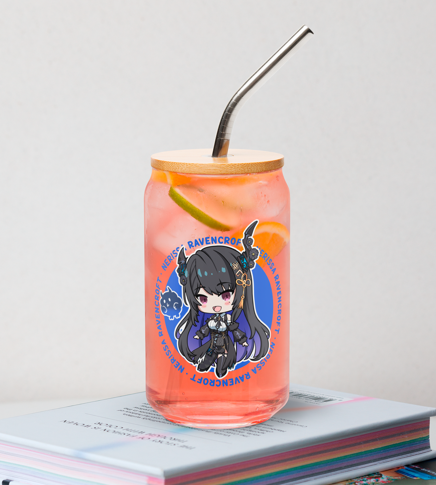 Nerissa Ravencroft Glass Tumbler With Straw And Lid Vtuber Waifu Cup Beer Can Iced Coffee Glass Nerissa Ravencroft Cup Hololive Nerissa Ravencroft Waifu Cup