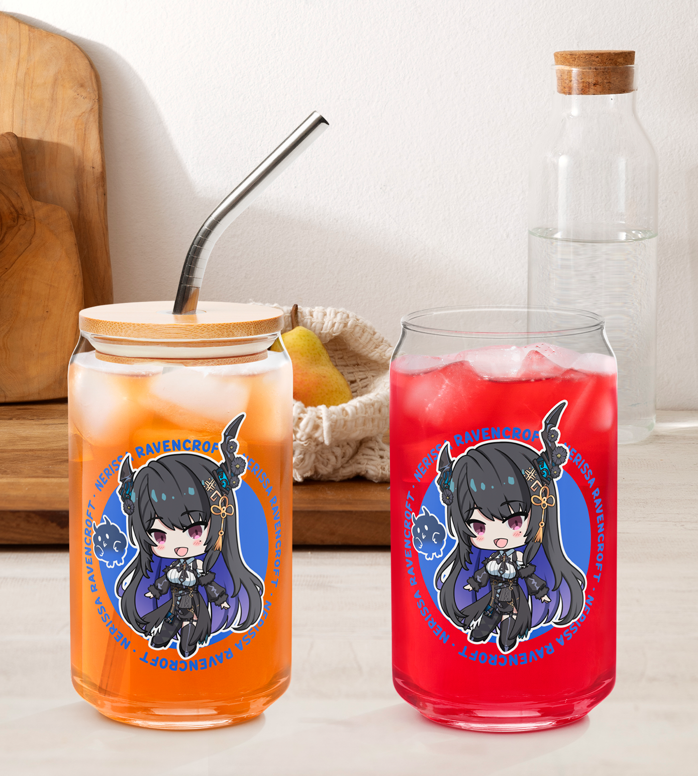 Nerissa Ravencroft Glass Tumbler With Straw And Lid Vtuber Waifu Cup Beer Can Iced Coffee Glass Nerissa Ravencroft Cup Hololive Nerissa Ravencroft Waifu Cup