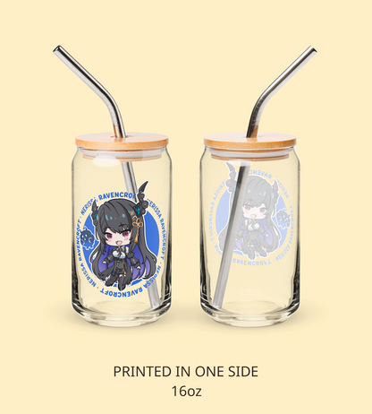 Nerissa Ravencroft Glass Tumbler With Straw And Lid Vtuber Waifu Cup Beer Can Iced Coffee Glass Nerissa Ravencroft Cup Hololive Nerissa Ravencroft Waifu Cup