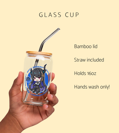 Nerissa Ravencroft Glass Tumbler With Straw And Lid Vtuber Waifu Cup Beer Can Iced Coffee Glass Nerissa Ravencroft Cup Hololive Nerissa Ravencroft Waifu Cup