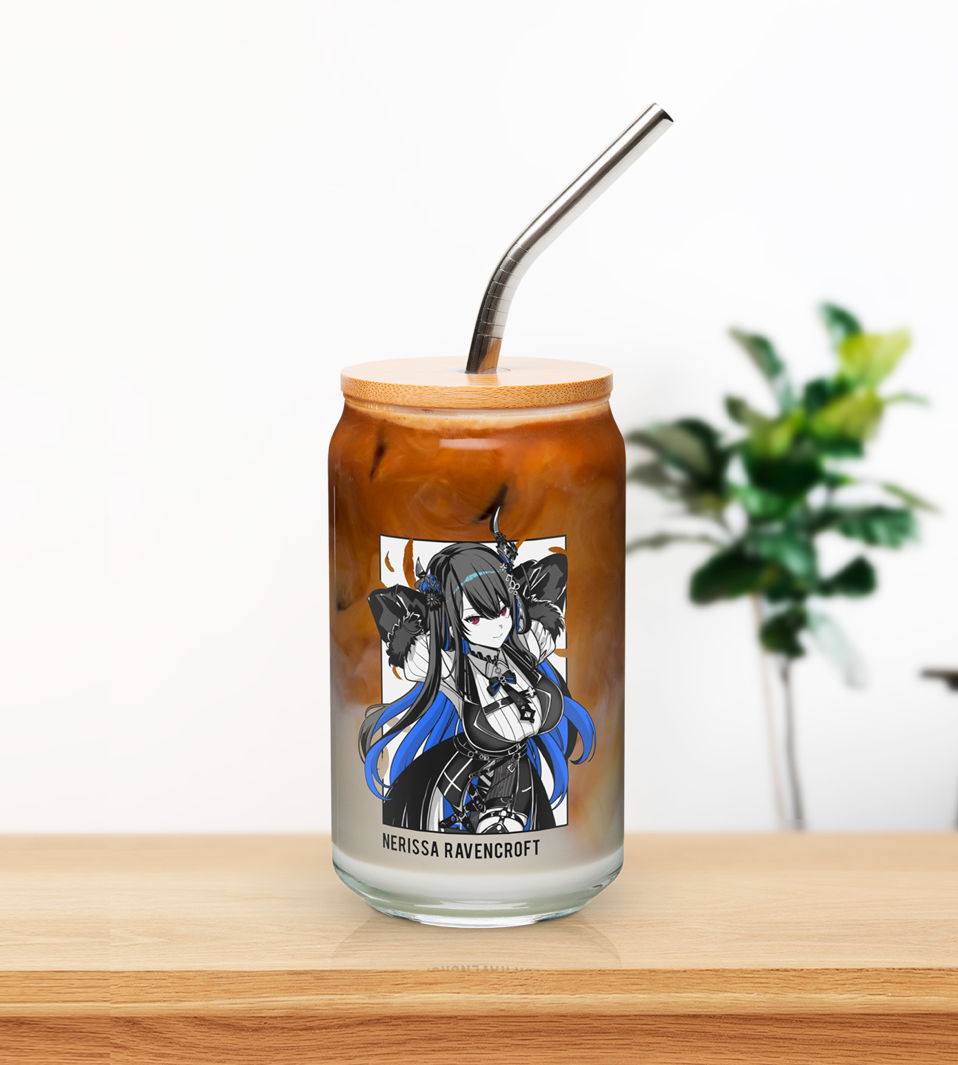 Nerissa Ravencroft Glass Tumbler With Straw And Lid Vtuber Waifu Cup Beer Can Iced Coffee Glass Nerissa Ravencroft Cup Hololive Nerissa Ravencroft Waifu Cup