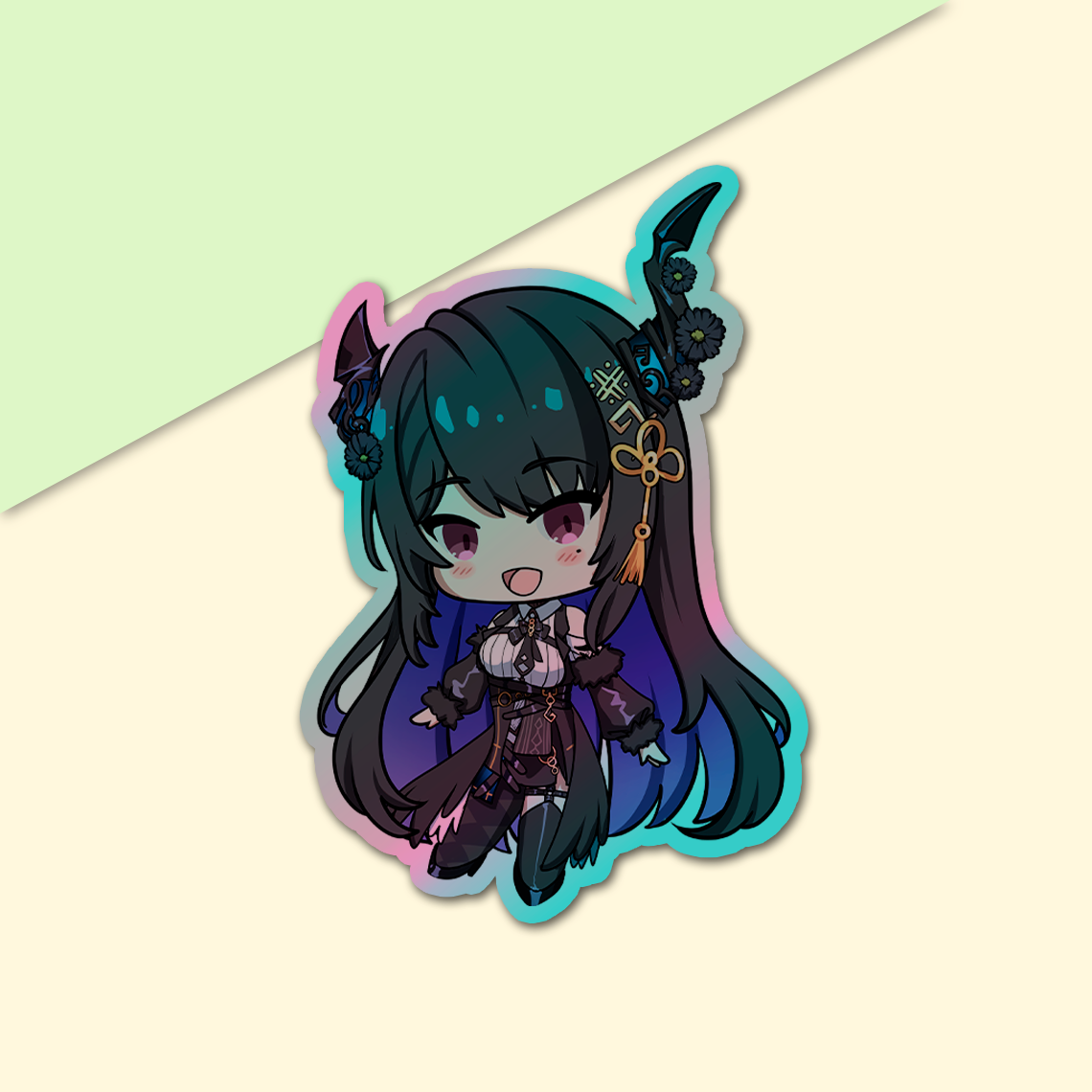 Nerissa Ravencroft holographic Sticker, Vtuber Stickers, Kiss Cut Stickers 3"x3", Nerissa Ravencroft Stickers, Stationery Stickers, Nerissa Ravencroft Merch, Vtuber merch