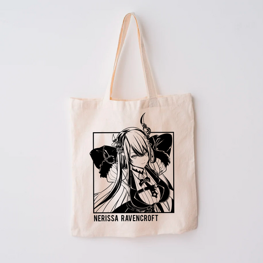 Nerissa Ravencroft Tote Bag Vtuber Tote Bag Nerissa Ravencroft Fan Merch Cotton Canvas Tote Bag Eco Tote Bag Sustainable Bag Kawaii Tote Bag Nerissa Ravencroft merch