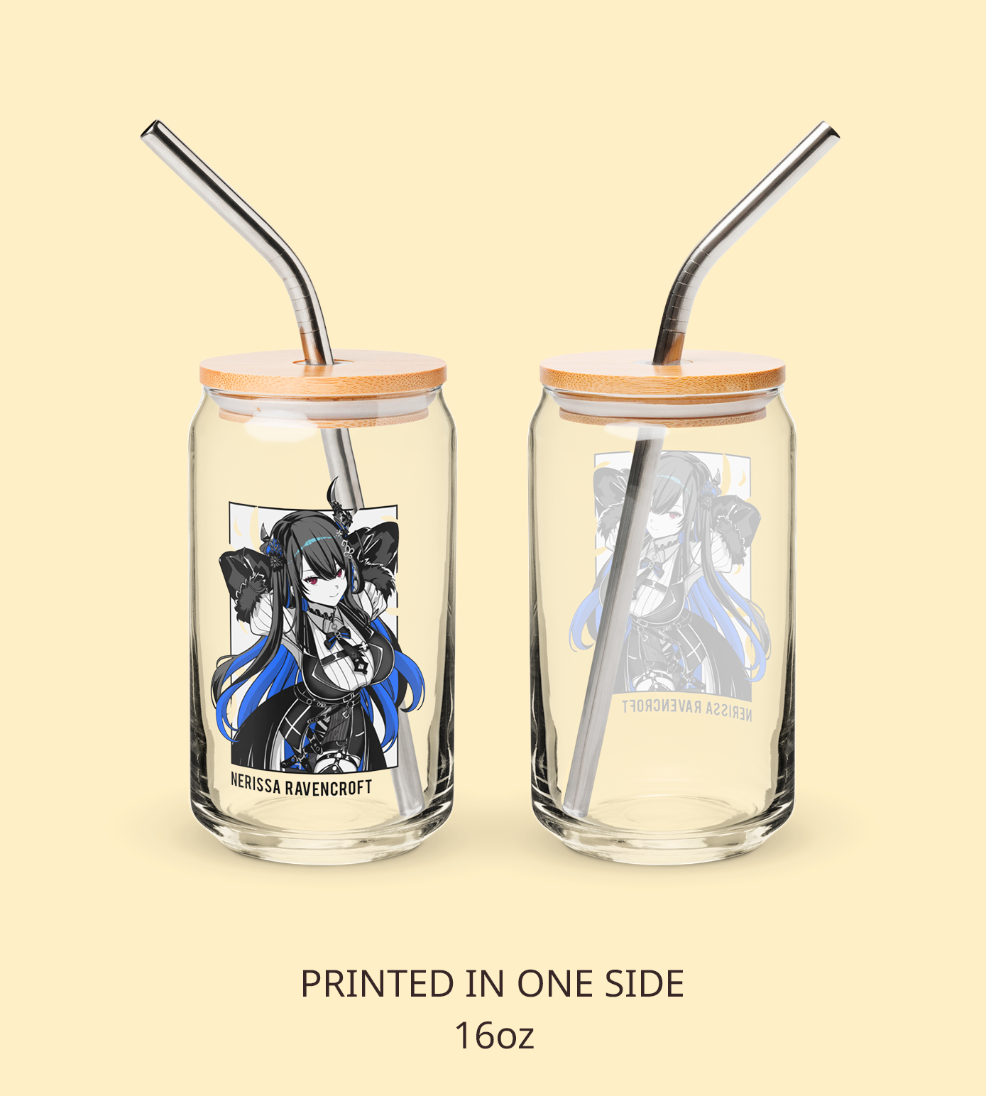 Nerissa Ravencroft Glass Tumbler With Straw And Lid Vtuber Waifu Cup Beer Can Iced Coffee Glass Nerissa Ravencroft Cup Hololive Nerissa Ravencroft Waifu Cup