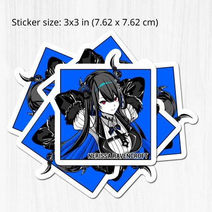 Nerissa Ravencroft Sticker, Vtuber Stickers, Kiss Cut Stickers 3"x3", Nerissa Ravencroft Stickers, Stationery Stickers, Nerissa Ravencroft Merch, Vtuber merch