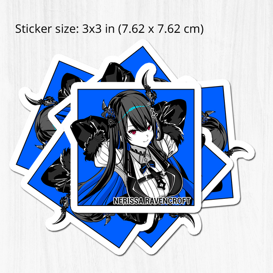 Nerissa Ravencroft Sticker, Vtuber Stickers, Kiss Cut Stickers 3"x3", Nerissa Ravencroft Stickers, Stationery Stickers, Nerissa Ravencroft Merch, Vtuber merch