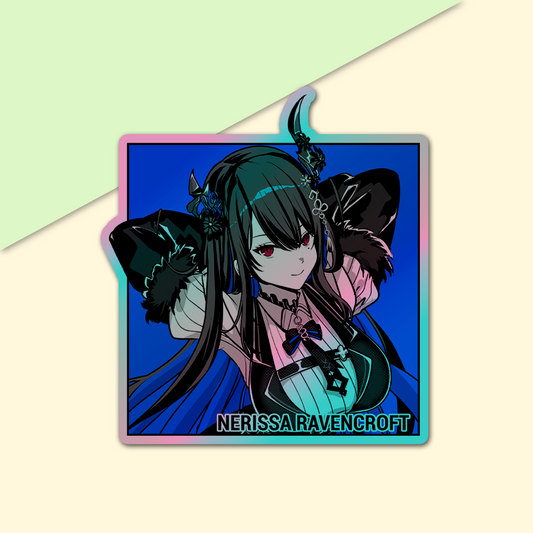 Nerissa Ravencroft holographic Sticker, Vtuber Stickers, Kiss Cut Stickers 3"x3", Nerissa Ravencroft Stickers, Stationery Stickers, Nerissa Ravencroft Merch, Vtuber merch