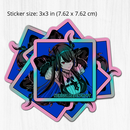 Nerissa Ravencroft holographic Sticker, Vtuber Stickers, Kiss Cut Stickers 3"x3", Nerissa Ravencroft Stickers, Stationery Stickers, Nerissa Ravencroft Merch, Vtuber merch