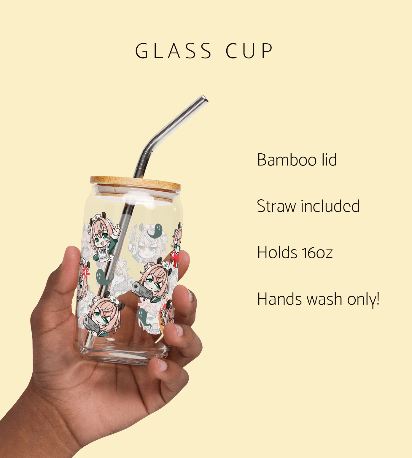 Nimi Nightmare Glass Tumbler With Straw And Lid Vtuber Waifu Cup Beer Can Iced Coffee Glass Nimi Nightmare Cup Dokibird Glass Waifu Cup