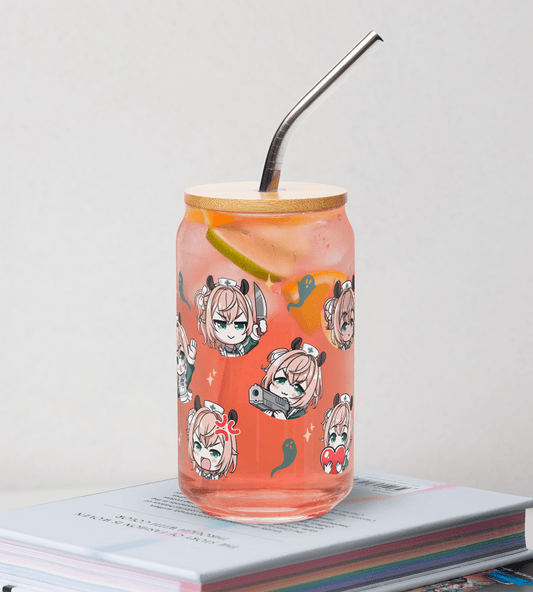 Nimi Nightmare Glass Tumbler With Straw And Lid Vtuber Waifu Cup Beer Can Iced Coffee Glass Nimi Nightmare Cup Dokibird Glass Waifu Cup