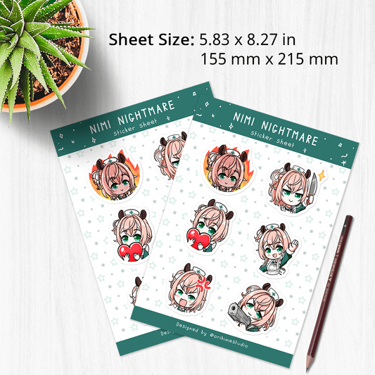 Nimi Nightmare Sticker, Vtuber Stickers, Kiss Cut Stickers 3"x3", Nimi Nightmare Stickers, Stationery Stickers, Nimi Nightmare Merch, Vtuber merch