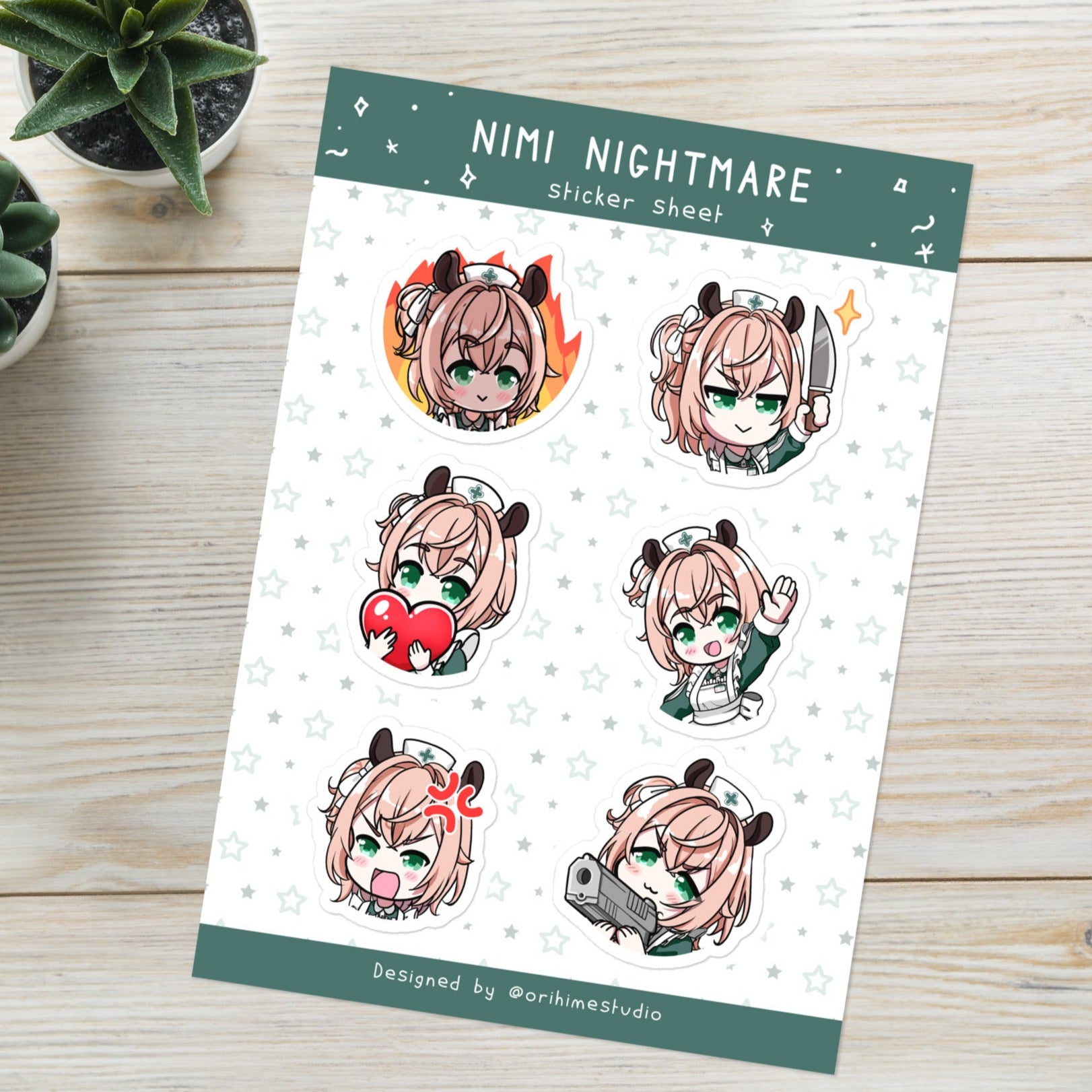 Nimi Nightmare Sticker, Vtuber Stickers, Kiss Cut Stickers 3"x3", Nimi Nightmare Stickers, Stationery Stickers, Nimi Nightmare Merch, Vtuber merch
