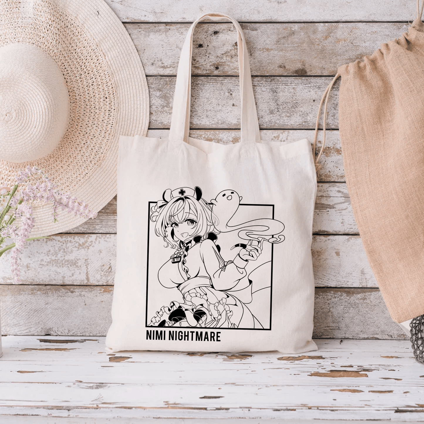 Nimi Nightmare Tote Bag Vtuber Tote Bag Nimi Nightmare Fan Merch Cotton Canvas Tote Bag Eco Tote Bag Sustainable Bag Kawaii Tote Bag Nimi Nightmare merch