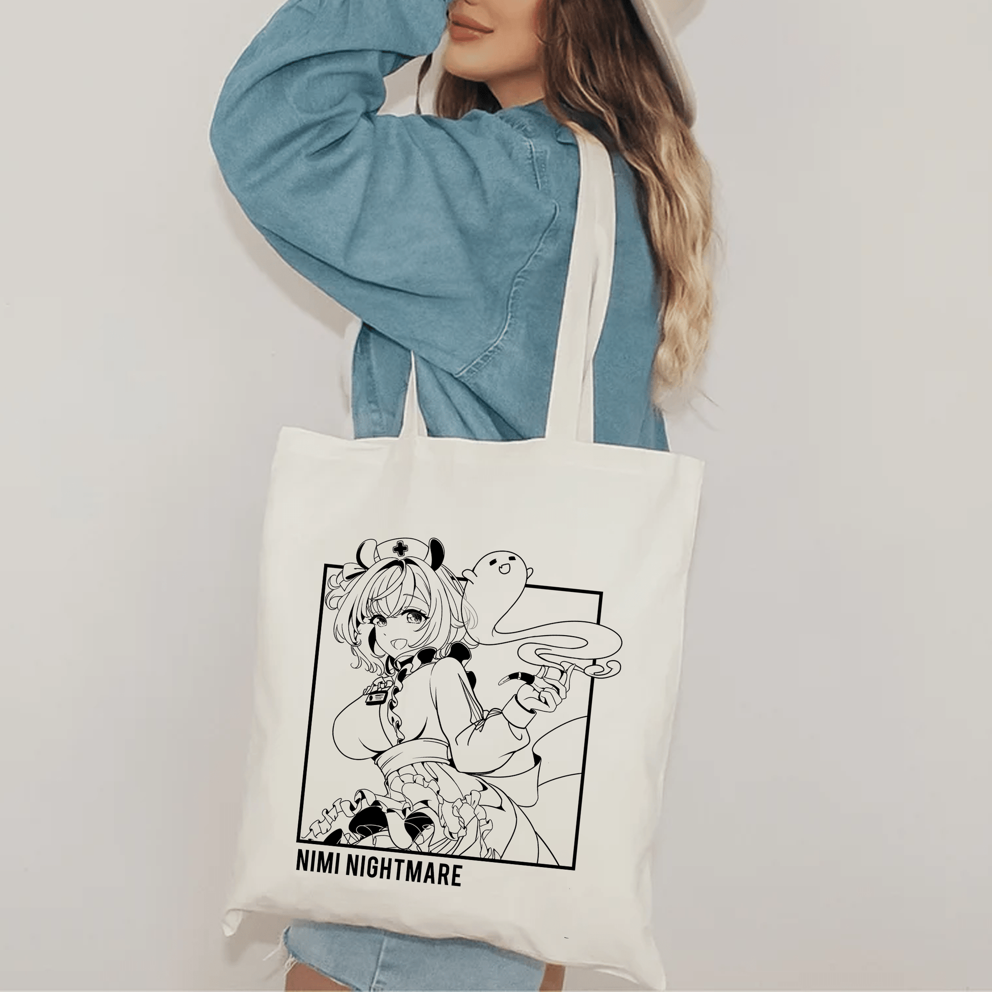 Nimi Nightmare Tote Bag Vtuber Tote Bag Nimi Nightmare Fan Merch Cotton Canvas Tote Bag Eco Tote Bag Sustainable Bag Kawaii Tote Bag Nimi Nightmare merch
