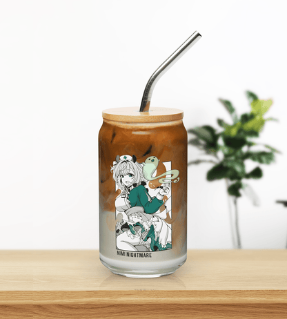 Nimi Nightmare Glass Tumbler With Straw And Lid Vtuber Waifu Cup Beer Can Iced Coffee Glass Nimi Nightmare Cup Dokibird Glass Waifu Cup