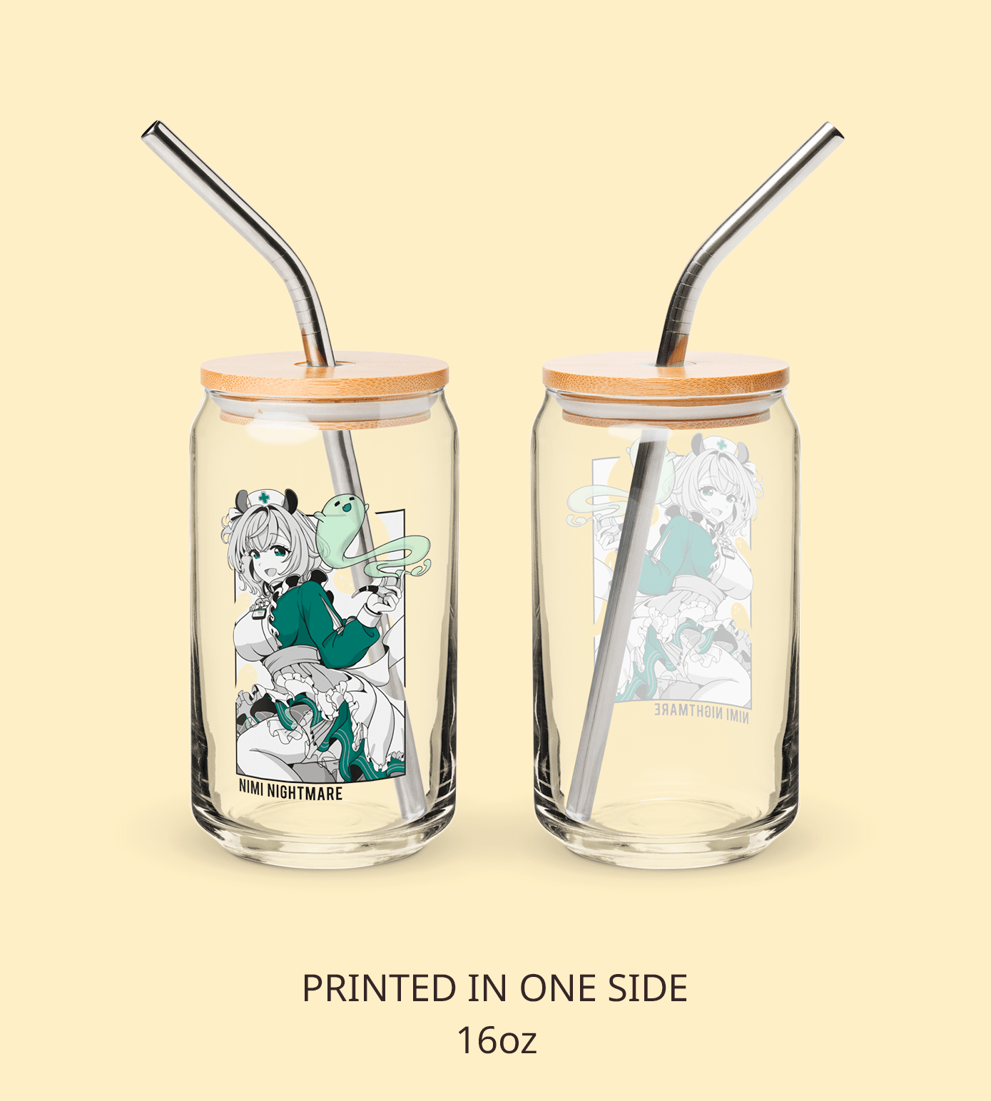 Nimi Nightmare Glass Tumbler With Straw And Lid Vtuber Waifu Cup Beer Can Iced Coffee Glass Nimi Nightmare Cup Dokibird Glass Waifu Cup