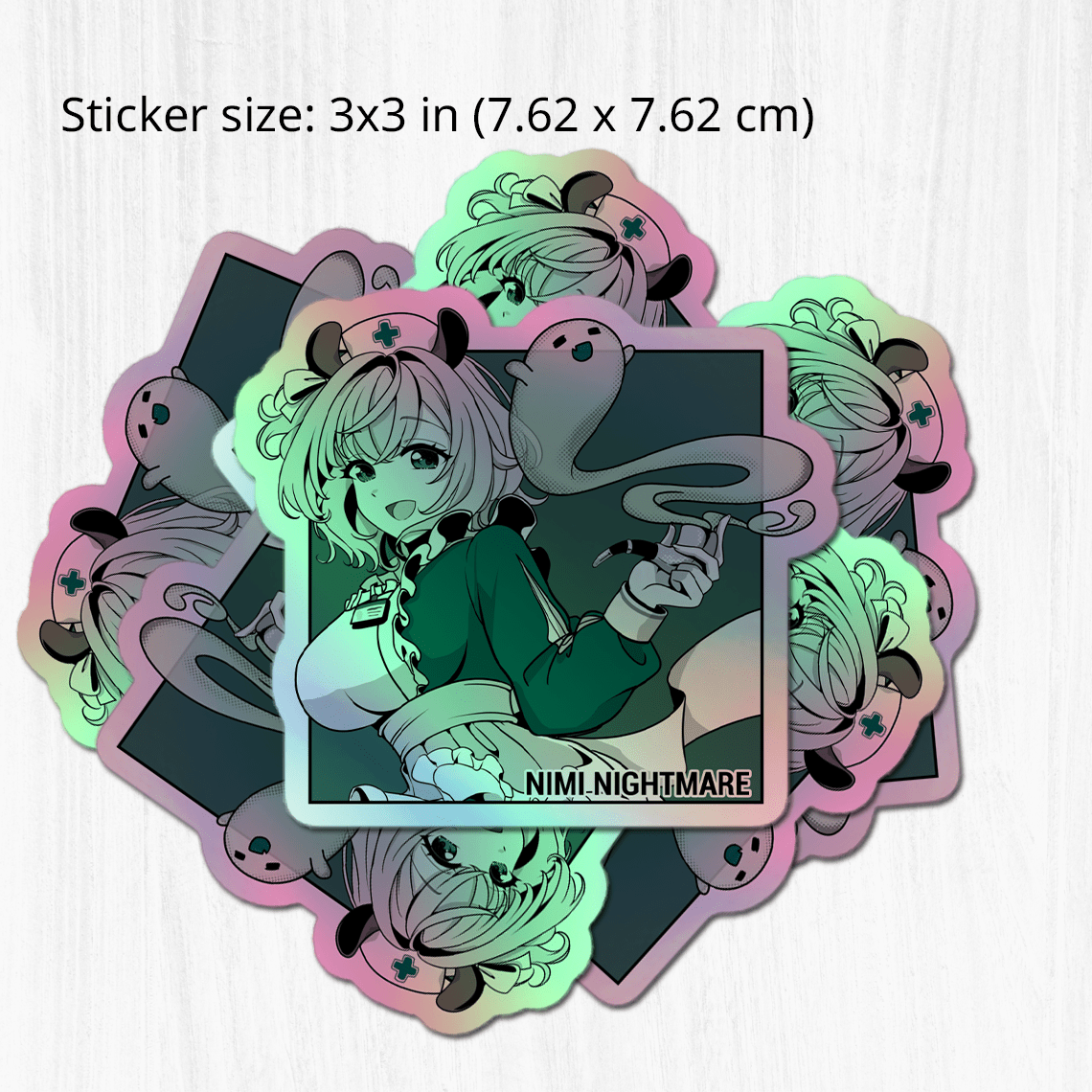 Nimi Nightmare holographic Sticker, Vtuber Stickers, Kiss Cut Stickers 3"x3", Nimi Nightmare Stickers, Stationery Stickers, Nimi Nightmare Merch, Vtuber merch