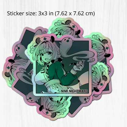 Nimi Nightmare holographic Sticker, Vtuber Stickers, Kiss Cut Stickers 3"x3", Nimi Nightmare Stickers, Stationery Stickers, Nimi Nightmare Merch, Vtuber merch
