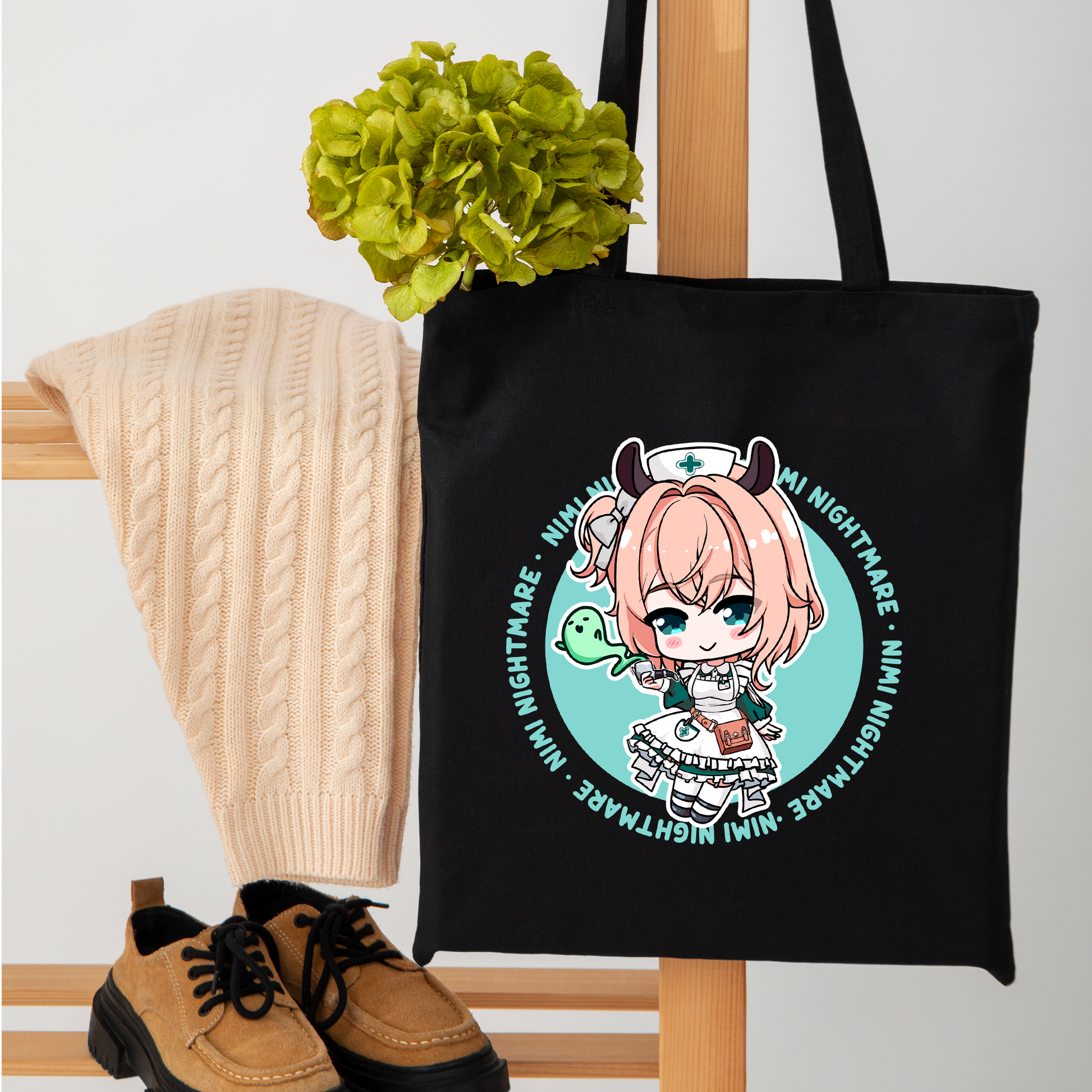 Nimi Nightmare Tote Bag Vtuber Tote Bag Nimi Nightmare Fan Merch Cotton Canvas Tote Bag Eco Tote Bag Sustainable Bag Kawaii Tote Bag Nimi Nightmare merch