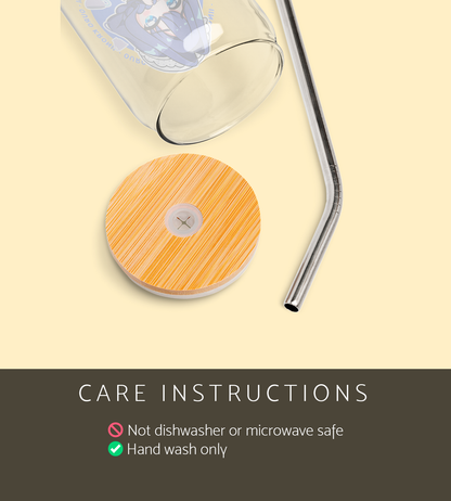 Ouro Kronii Maid Glass Tumbler With Straw And Lid Vtuber Waifu Cup Beer Can Iced Coffee Glass Ouro Kronii Maid Cup Hololive Glass Waifu Cup