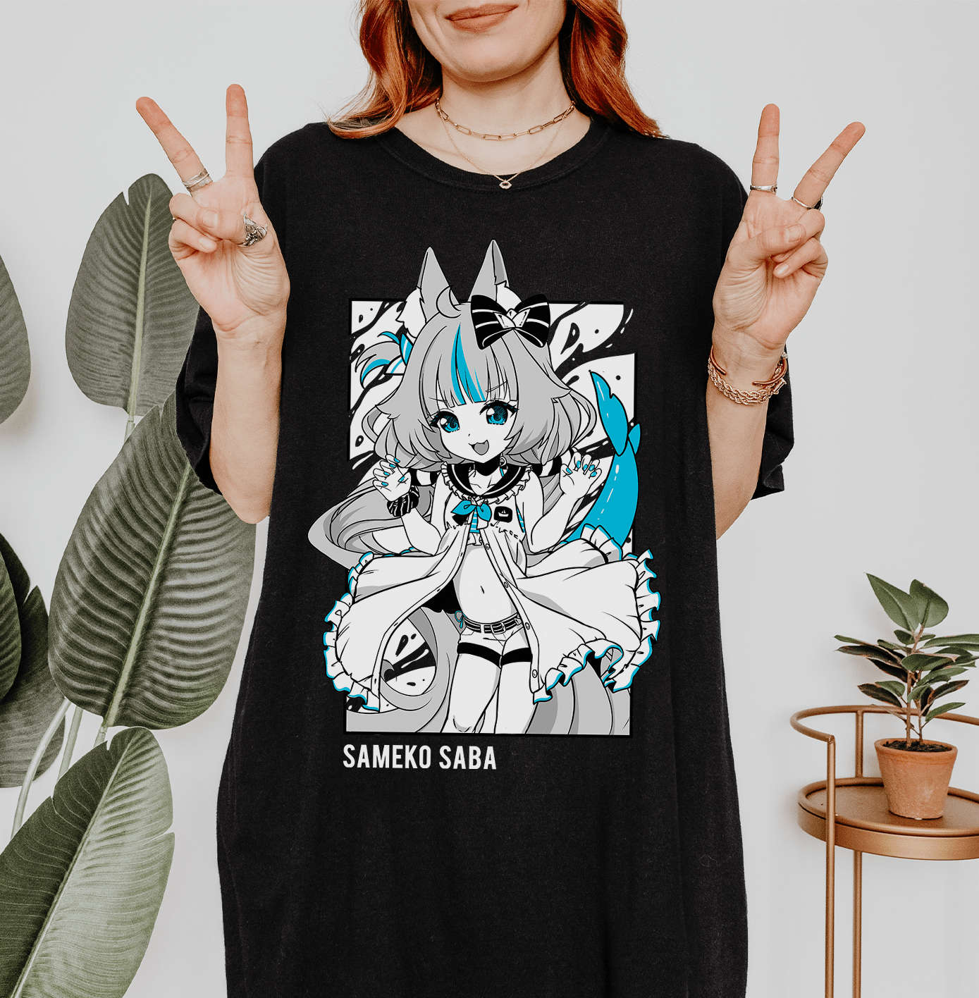 Sameko Saba T-Shirt Vtuber Shirt Sameko Saba Tee Gift for Vtuber Fan Anime Waifu Shirt Cool Vtuber Tee Waifu T-Shirt Sameko Saba Merch