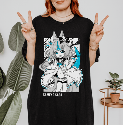 Sameko Saba T-Shirt Vtuber Shirt Sameko Saba Tee Gift for Vtuber Fan Anime Waifu Shirt Cool Vtuber Tee Waifu T-Shirt Sameko Saba Merch