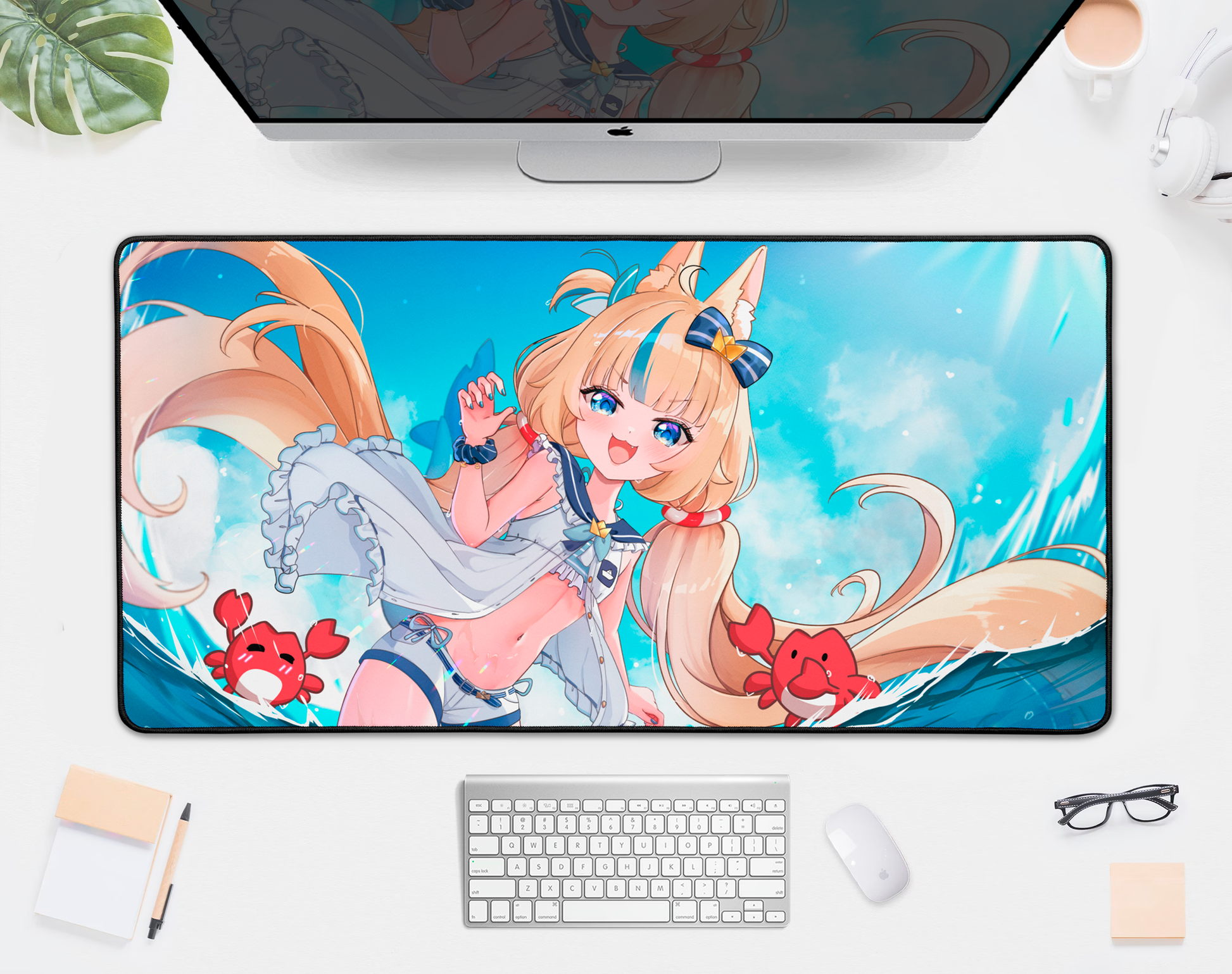 Sameko Saba Deskmat Vtubers Mousepad XL XXL Gaming Desk Mat Gift for Gamers Waifu Large Playmat Sameko Saba Merch Sameko Saba Mousepad