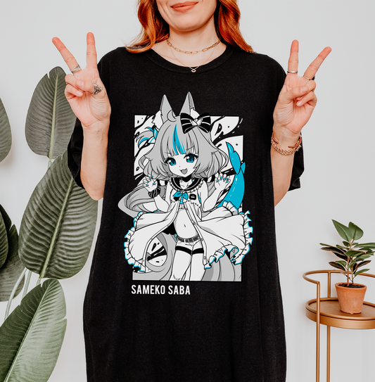 Sameko Saba T-Shirt Vtuber Shirt Sameko Saba Tee Gift for Vtuber Fan Anime Waifu Shirt Cool Vtuber Tee Waifu T-Shirt Sameko Saba Merch