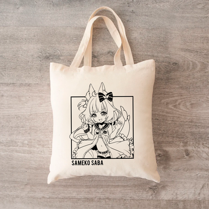 Sameko Saba Tote Bag Vtuber Tote Bag Sameko Saba Fan Merch Cotton Canvas Tote Bag Eco Tote Bag Sustainable Bag Kawaii Tote Bag Sameko Saba merch