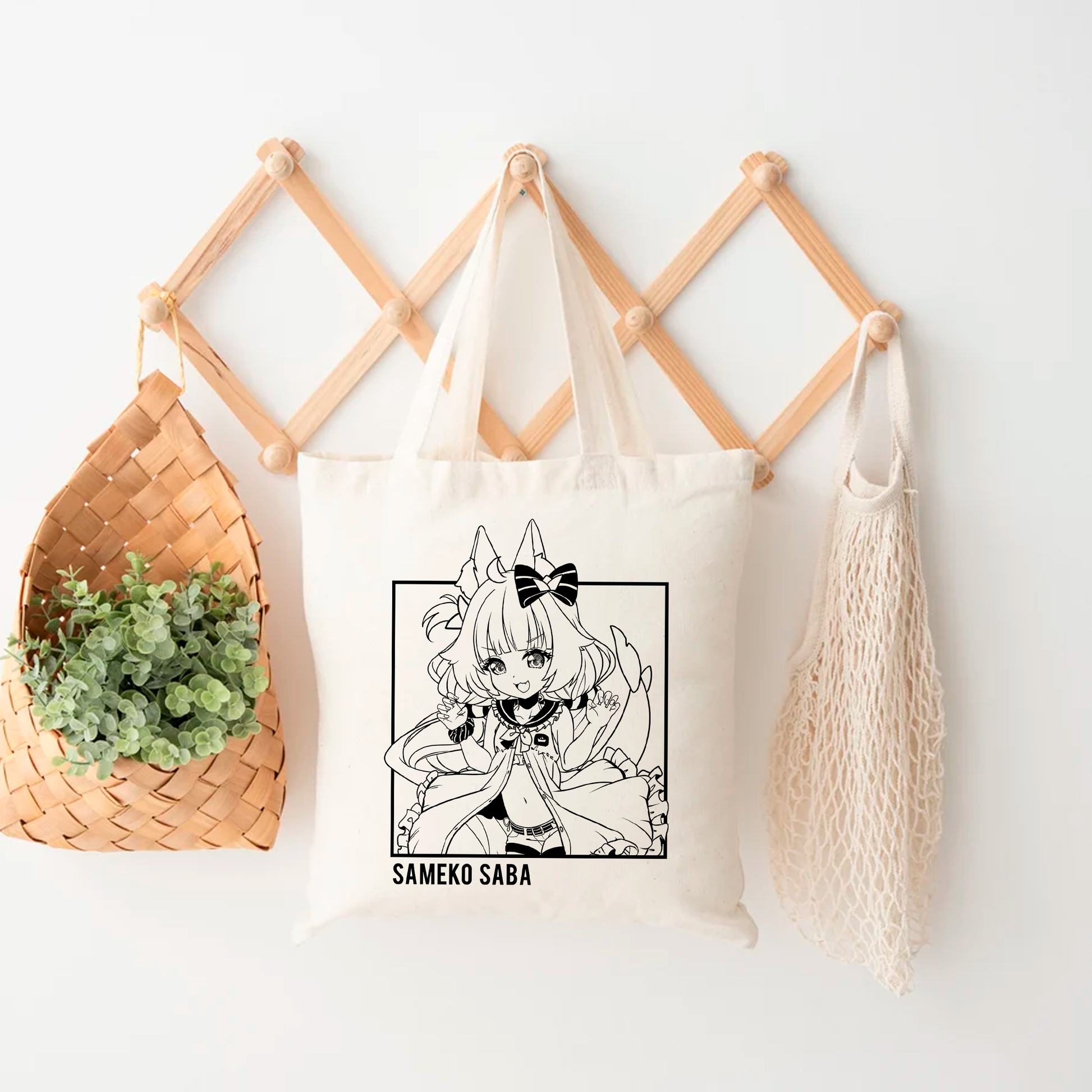 Sameko Saba Tote Bag Vtuber Tote Bag Sameko Saba Fan Merch Cotton Canvas Tote Bag Eco Tote Bag Sustainable Bag Kawaii Tote Bag Sameko Saba merch