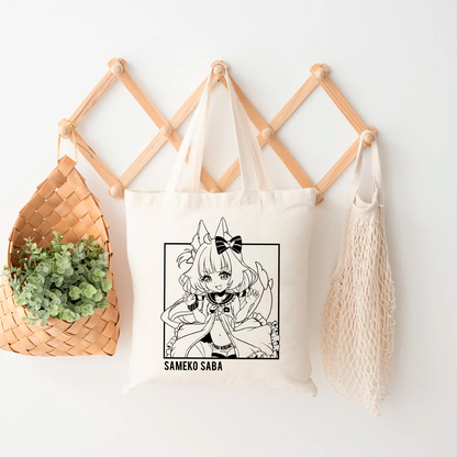 Sameko Saba Tote Bag Vtuber Tote Bag Sameko Saba Fan Merch Cotton Canvas Tote Bag Eco Tote Bag Sustainable Bag Kawaii Tote Bag Sameko Saba merch