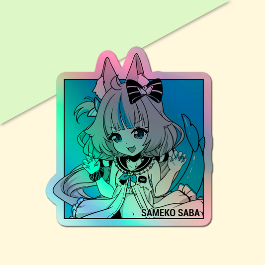 Sameko Saba holographic Sticker, Vtuber Stickers, Kiss Cut Stickers 3"x3", Sameko Saba Stickers, Stationery Stickers, Sameko Saba Merch, Vtuber merch