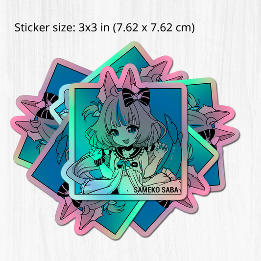 Sameko Saba holographic Sticker, Vtuber Stickers, Kiss Cut Stickers 3"x3", Sameko Saba Stickers, Stationery Stickers, Sameko Saba Merch, Vtuber merch