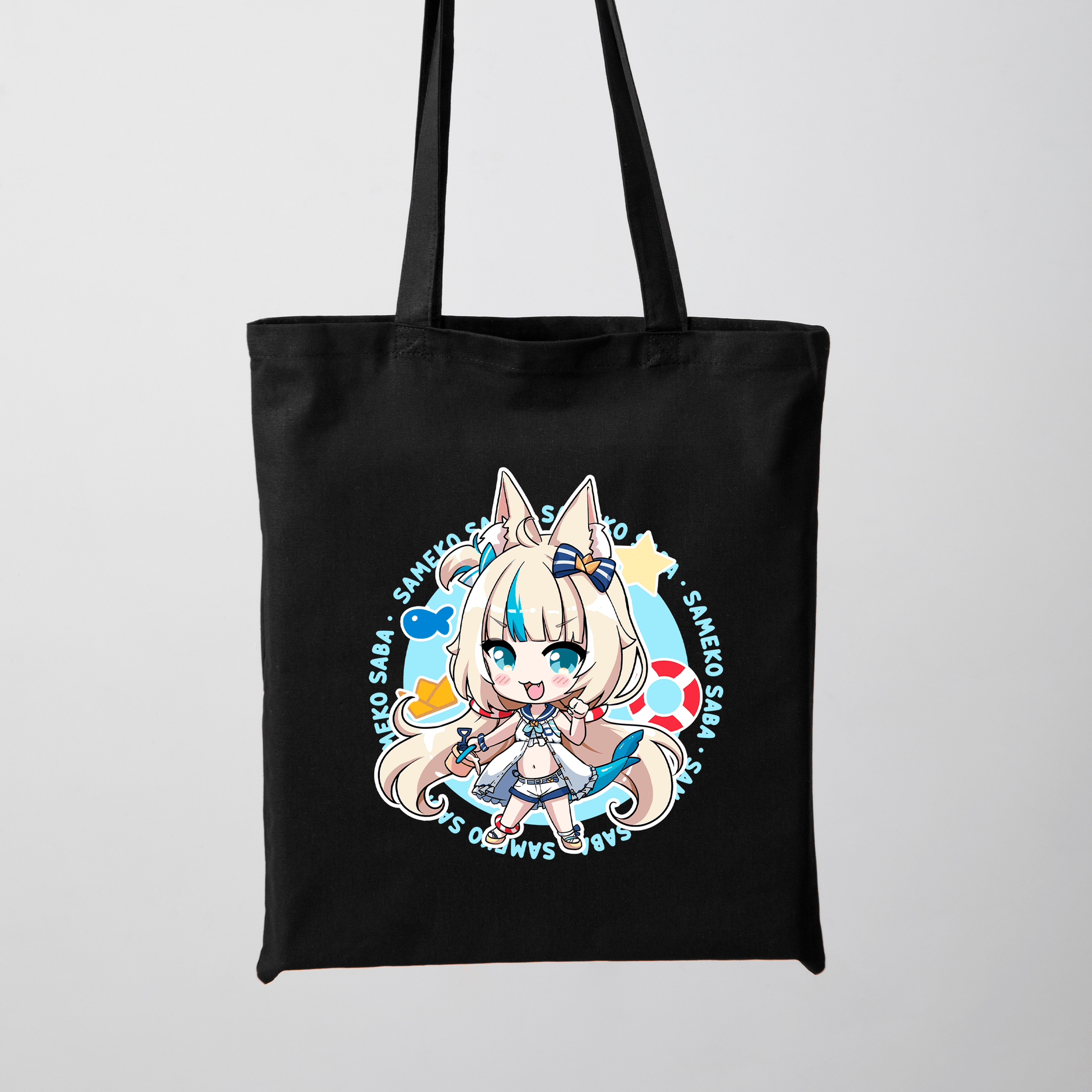 Sameko Saba Tote Bag Vtuber Tote Bag Sameko Saba Fan Merch Cotton Canvas Tote Bag Eco Tote Bag Sustainable Bag Kawaii Tote Bag Sameko Saba merch