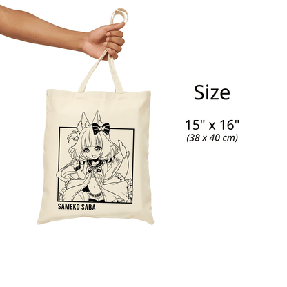 Sameko Saba Tote Bag Vtuber Tote Bag Sameko Saba Fan Merch Cotton Canvas Tote Bag Eco Tote Bag Sustainable Bag Kawaii Tote Bag Sameko Saba merch