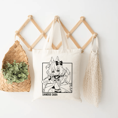 Sameko Saba Tote Bag Vtuber Tote Bag Sameko Saba Fan Merch Cotton Canvas Tote Bag Eco Tote Bag Sustainable Bag Kawaii Tote Bag Sameko Saba merch