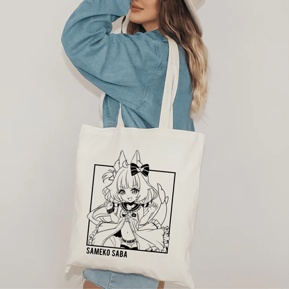 Sameko Saba Tote Bag Vtuber Tote Bag Sameko Saba Fan Merch Cotton Canvas Tote Bag Eco Tote Bag Sustainable Bag Kawaii Tote Bag Sameko Saba merch